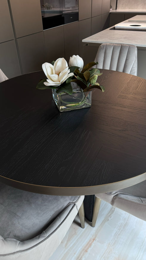 Floren Round 4-5 Seater Dining Table - Oak Black